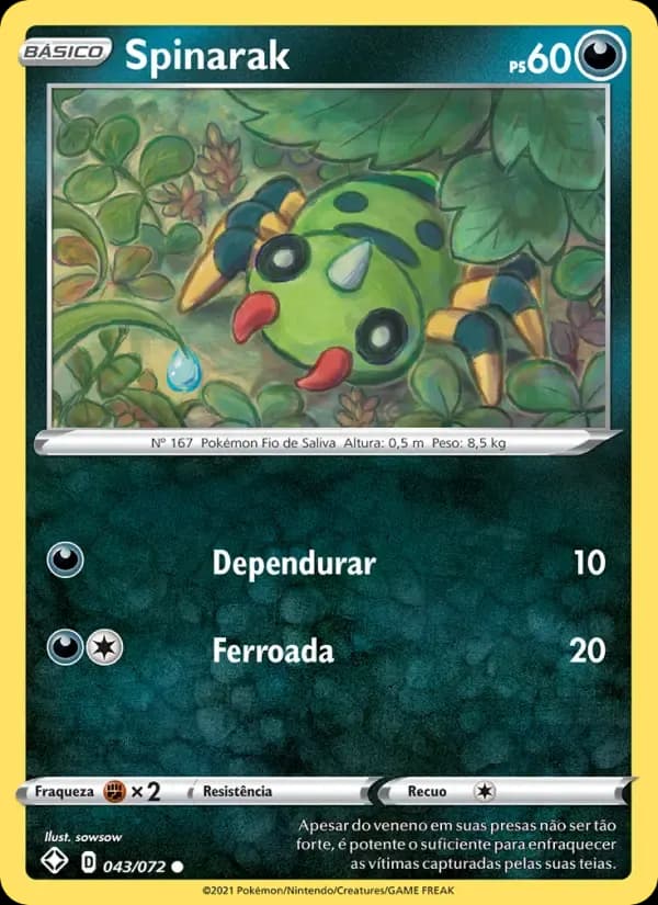 Spinarak — Destinos Brilhantes 43 Portuguese Pokémon card