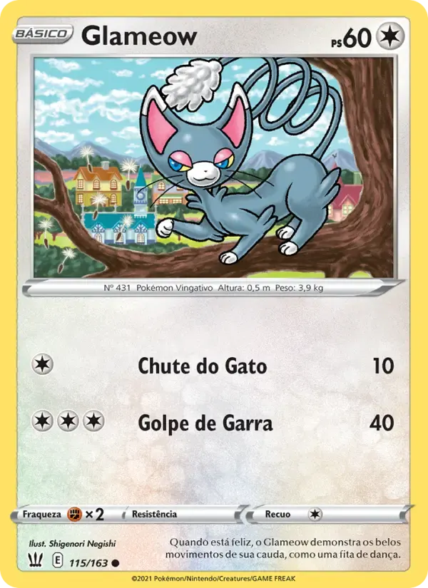 Glameow — Estilos de Batalha 115 Portuguese Pokémon card