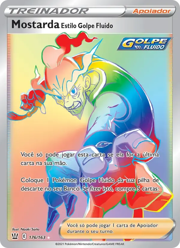 Mostarda Estilo Golpe Fluido — Estilos de Batalha 176 Portuguese Pokémon card