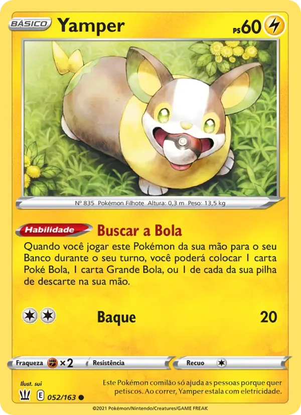 Yamper — Estilos de Batalha 52 Portuguese Pokémon card