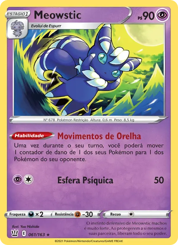 Meowstic — Estilos de Batalha 61 Portuguese Pokémon card