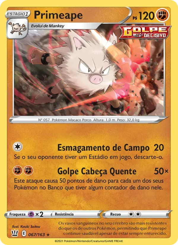 Primeape — Estilos de Batalha 67 Portuguese Pokémon card