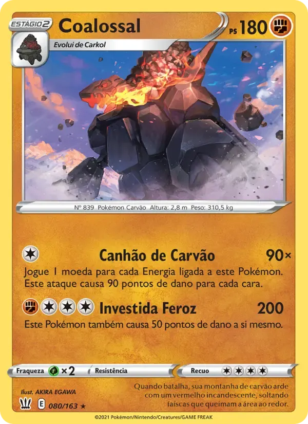 Coalossal — Estilos de Batalha 80 Portuguese Pokémon card