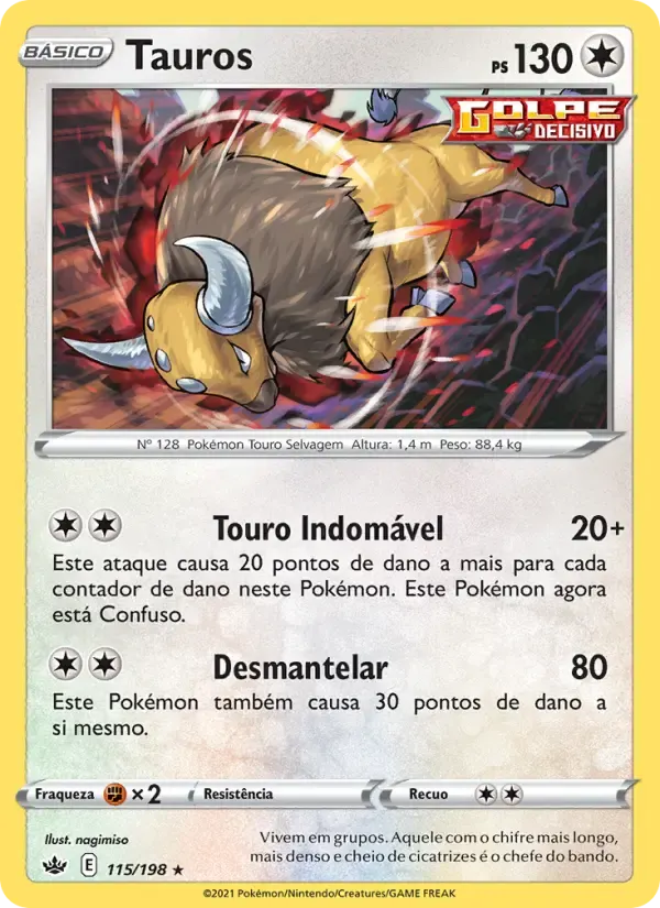 Tauros — Reinado Arrepiante 115 Portuguese Pokémon card