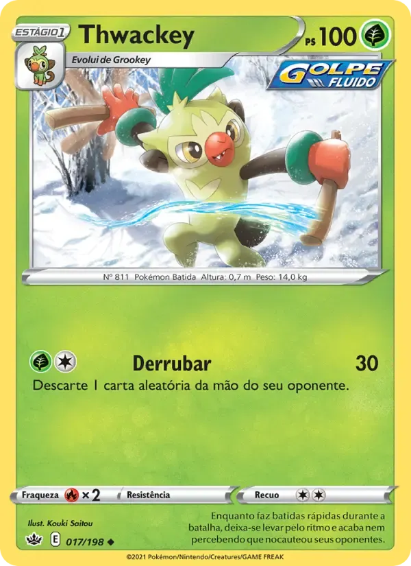 Thwackey — Reinado Arrepiante 17 Portuguese Pokémon card