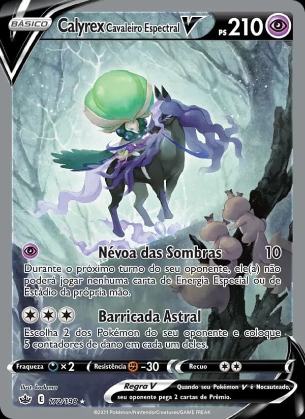 Calyrex Cavaleiro Espectral V — Reinado Arrepiante 172 Portuguese Pokémon card