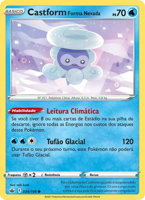 Castform Forma Nevada — Reinado Arrepiante 34 Portuguese Pokémon card