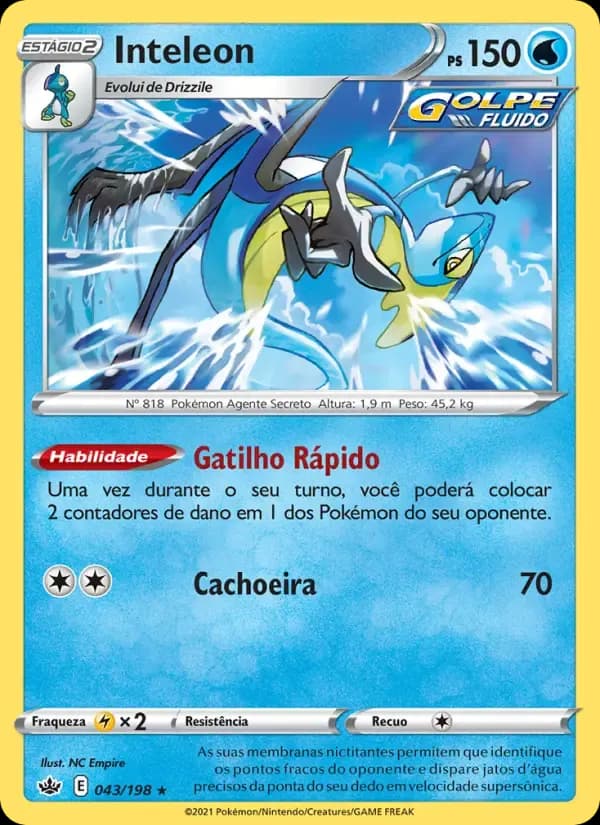 Inteleon — Reinado Arrepiante 43 Portuguese Pokémon card