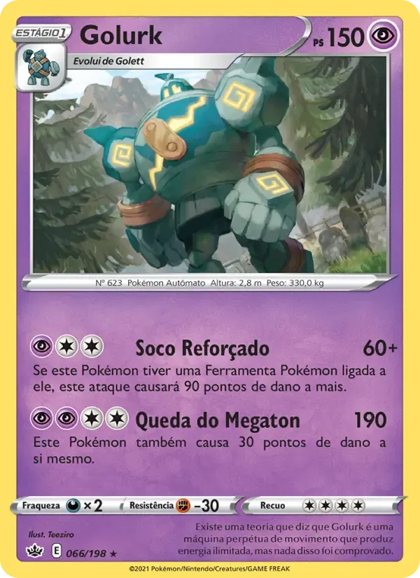 Golurk — Reinado Arrepiante 66 Portuguese Pokémon card