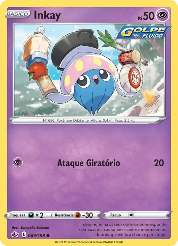 Inkay — Reinado Arrepiante 69 Portuguese Pokémon card
