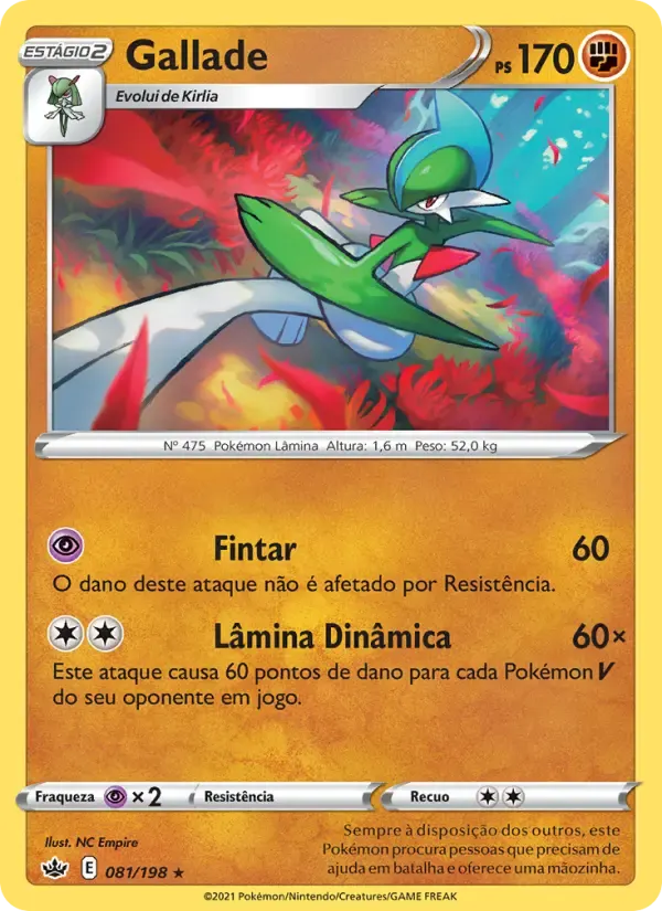 Gallade — Reinado Arrepiante 81 Portuguese Pokémon card