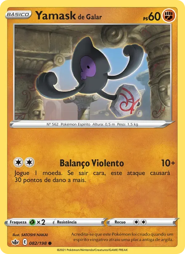Yamask de Galar — Reinado Arrepiante 82 Portuguese Pokémon card