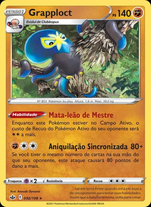 Grapploct — Reinado Arrepiante 92 Portuguese Pokémon card