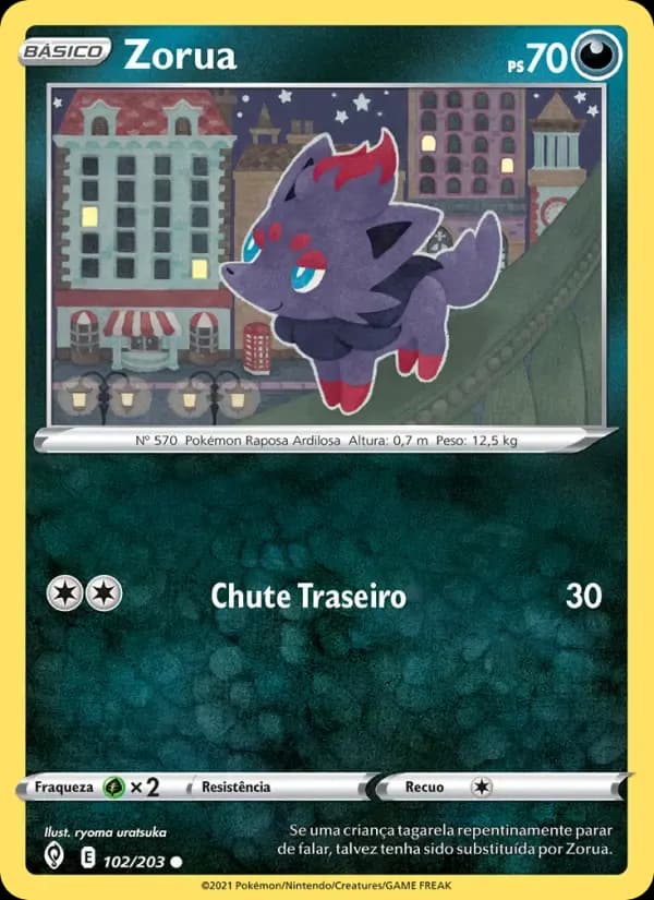 Zorua — Céus em Evolução 102 Portuguese Pokémon card
