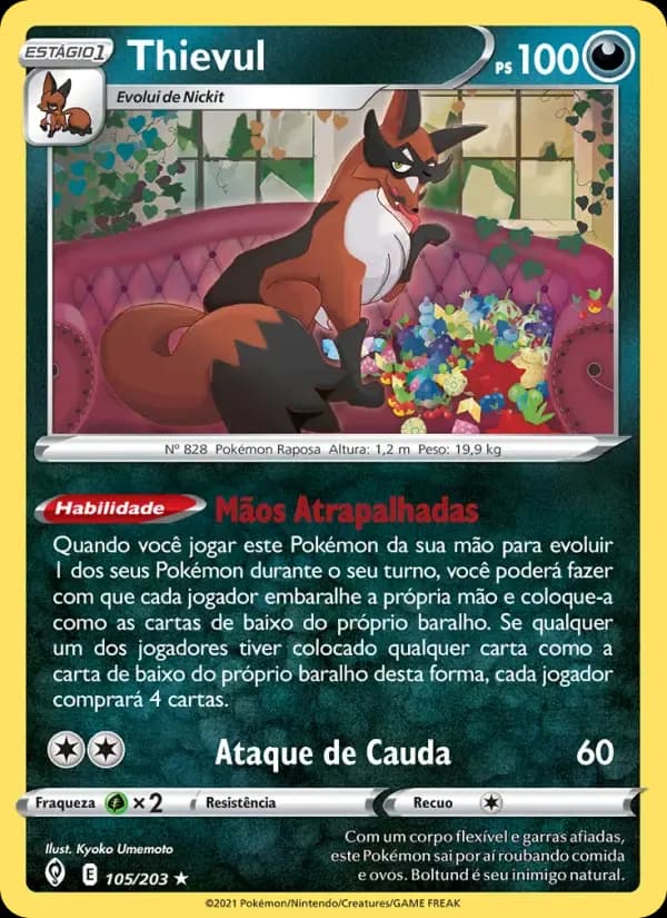 Thievul — Céus em Evolução 105 Portuguese Pokémon card
