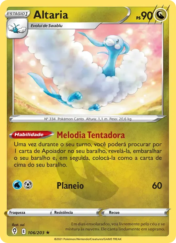 Altaria — Céus em Evolução 106 Portuguese Pokémon card