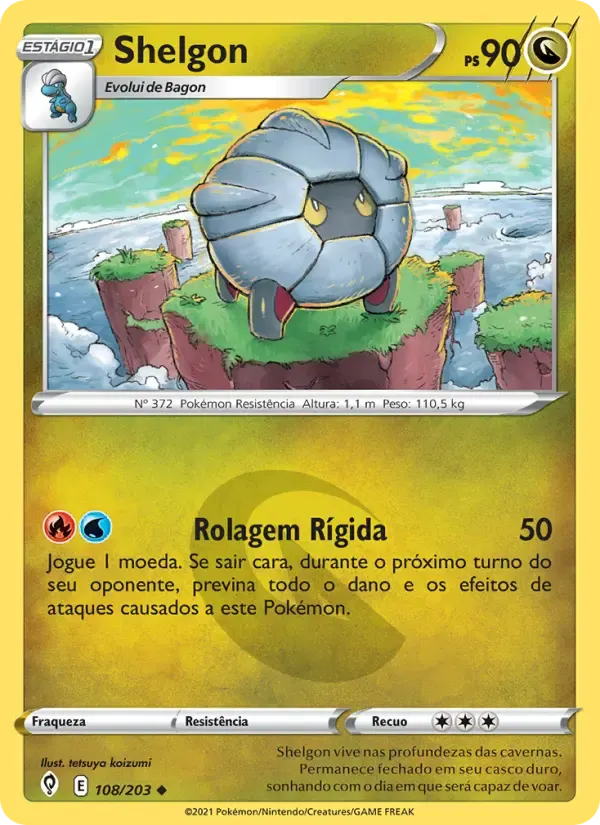 Shelgon — Céus em Evolução 108 Portuguese Pokémon card