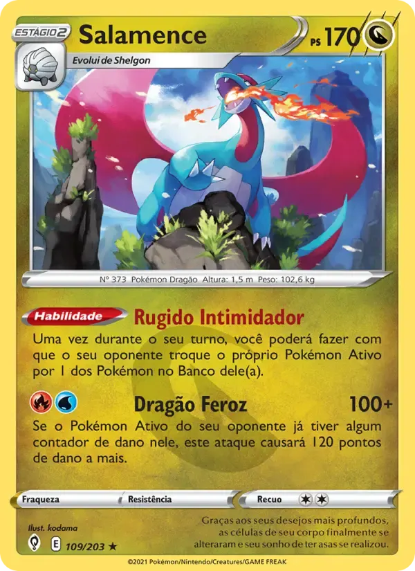 Salamence — Céus em Evolução 109 Portuguese Pokémon card