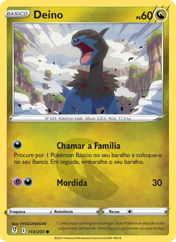 Deino — Céus em Evolução 113 Portuguese Pokémon card