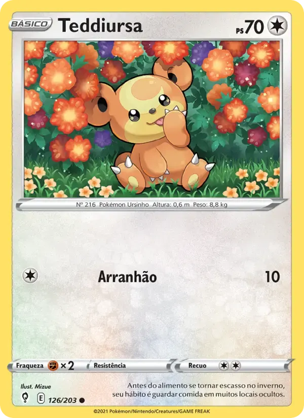 Teddiursa — Céus em Evolução 126 Portuguese Pokémon card