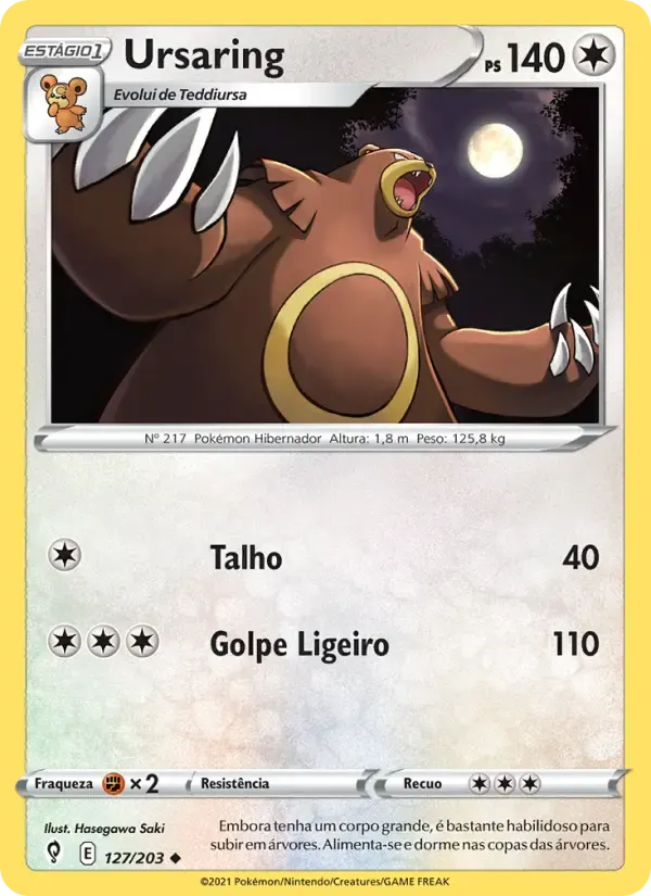 Ursaring — Céus em Evolução 127 Portuguese Pokémon card
