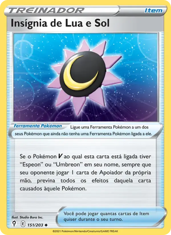Insígnia de Lua e Sol — Céus em Evolução 151 Portuguese Pokémon card