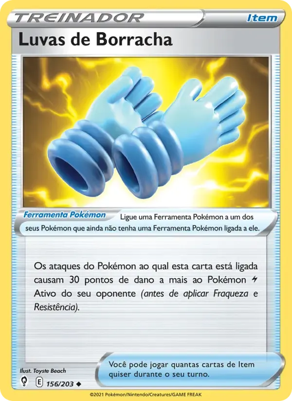Luvas de Borracha — Céus em Evolução 156 Portuguese Pokémon card