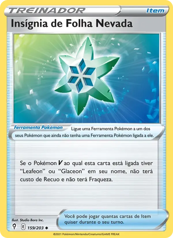 Insígnia de Folha Nevada — Céus em Evolução 159 Portuguese Pokémon card