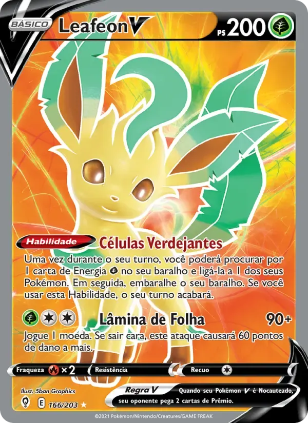 Leafeon V — Céus em Evolução 166 Portuguese Pokémon card