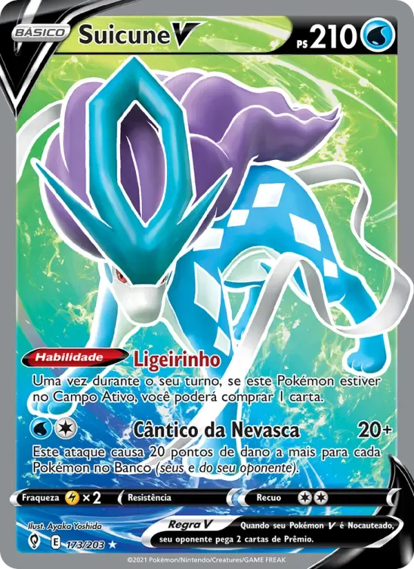 Suicune V — Céus em Evolução 173 Portuguese Pokémon card