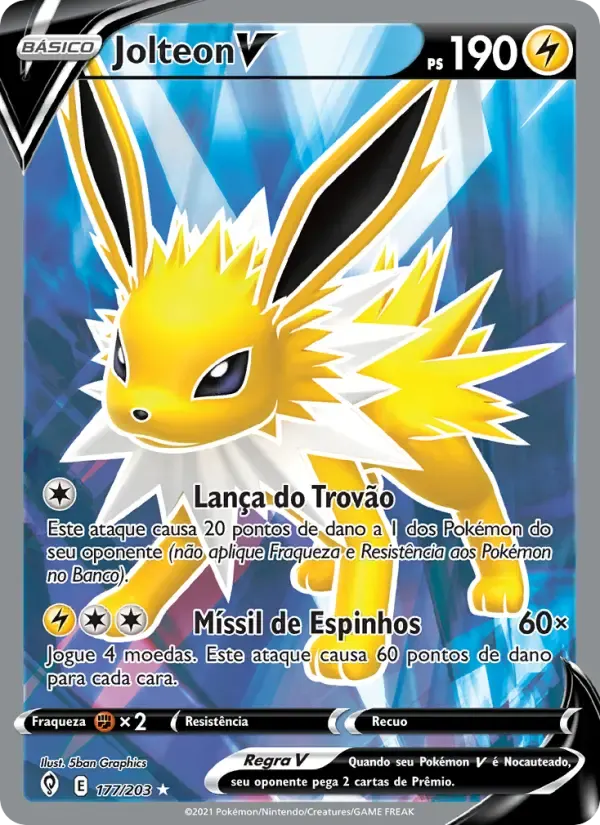 Jolteon V — Céus em Evolução 177 Portuguese Pokémon card