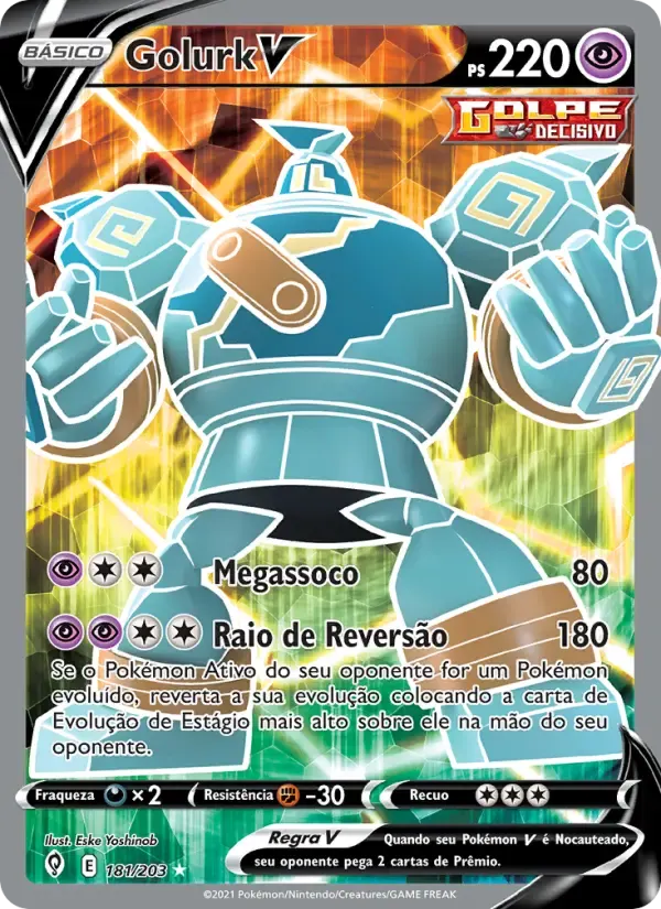 Golurk V — Céus em Evolução 181 Portuguese Pokémon card