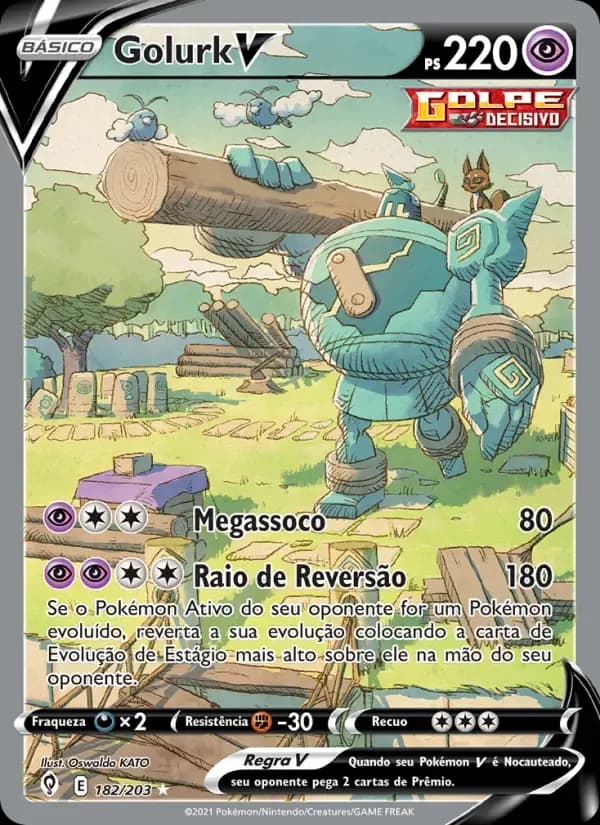 Golurk V — Céus em Evolução 182 Portuguese Pokémon card