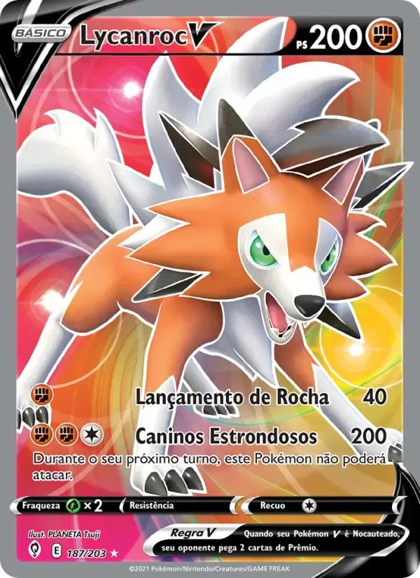 Lycanroc V — Céus em Evolução 187 Portuguese Pokémon card