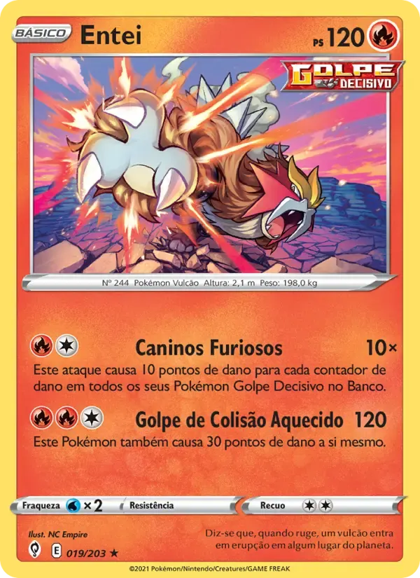Entei — Céus em Evolução 19 Portuguese Pokémon card