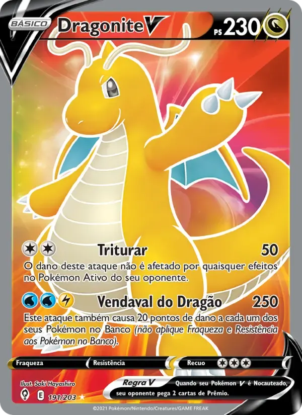 Dragonite V — Céus em Evolução 191 Portuguese Pokémon card