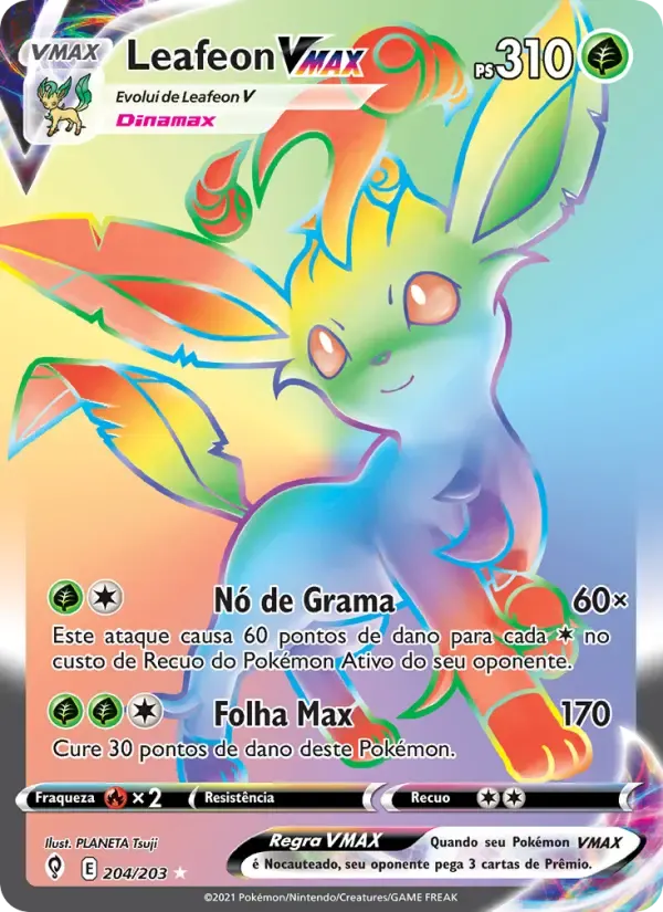 Leafeon VMAX — Céus em Evolução 204 Portuguese Pokémon card