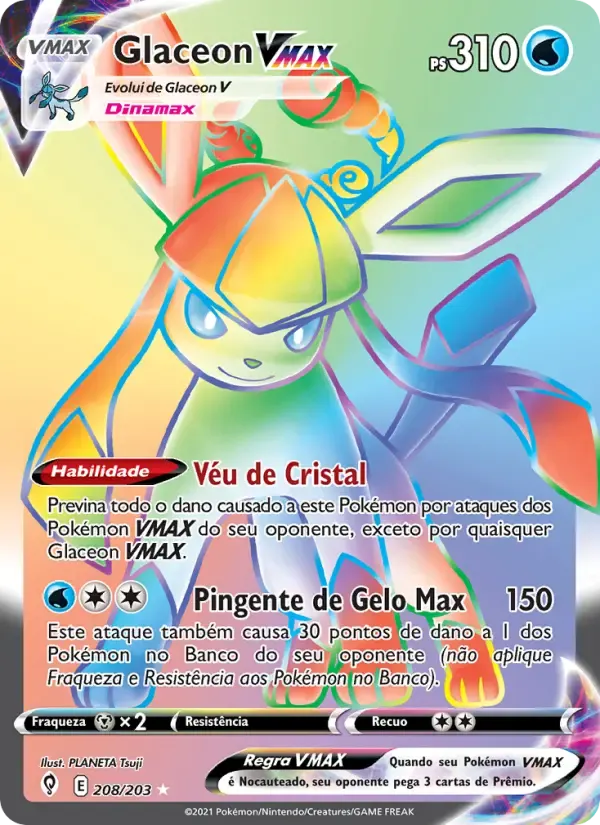 Glaceon VMAX — Céus em Evolução 208 Portuguese Pokémon card