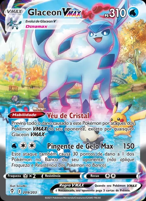 Glaceon VMAX — Céus em Evolução 209 Portuguese Pokémon card