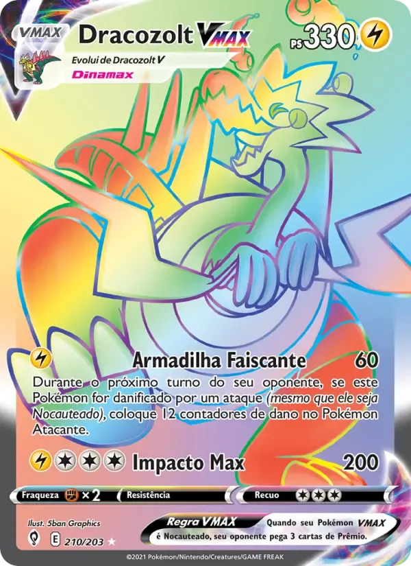 Dracozolt VMAX — Céus em Evolução 210 Portuguese Pokémon card