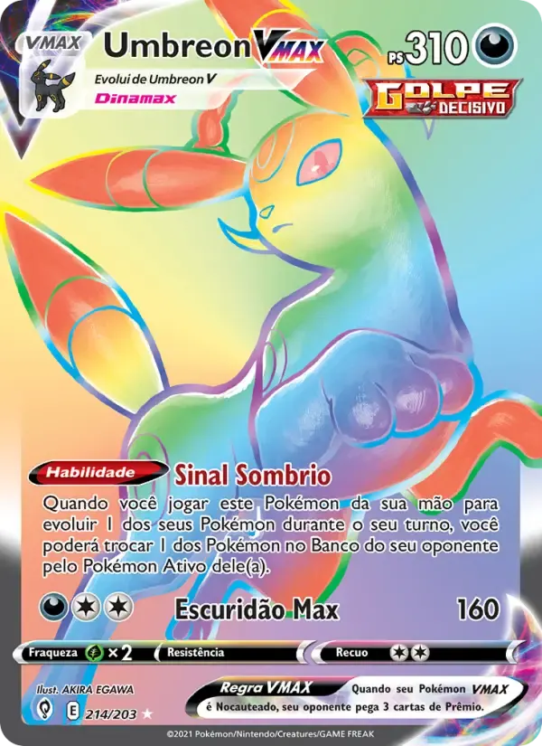 Umbreon VMAX — Céus em Evolução 214 Portuguese Pokémon card