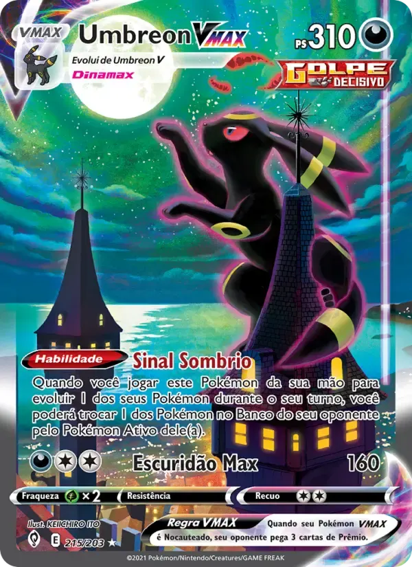 Umbreon VMAX — Céus em Evolução 215 Portuguese Pokémon card