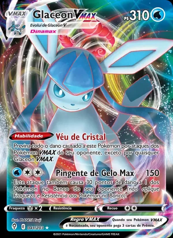 Glaceon VMAX — Céus em Evolução 41 Portuguese Pokémon card
