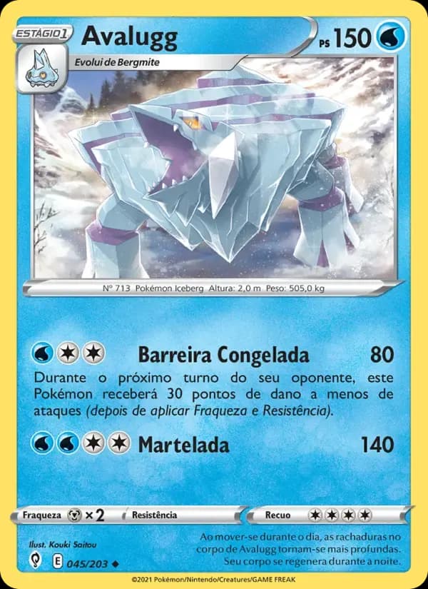 Avalugg — Céus em Evolução 45 Portuguese Pokémon card