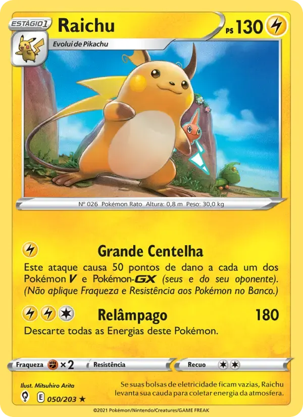 Raichu — Céus em Evolução 50 Portuguese Pokémon card