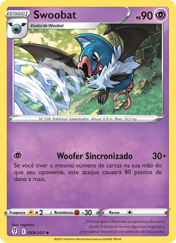 Swoobat — Céus em Evolução 69 Portuguese Pokémon card
