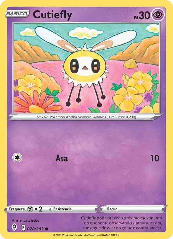 Cutiefly — Céus em Evolução 78 Portuguese Pokémon card