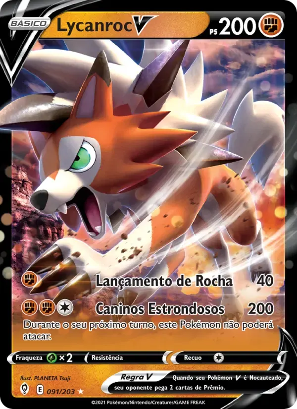 Lycanroc V — Céus em Evolução 91 Portuguese Pokémon card