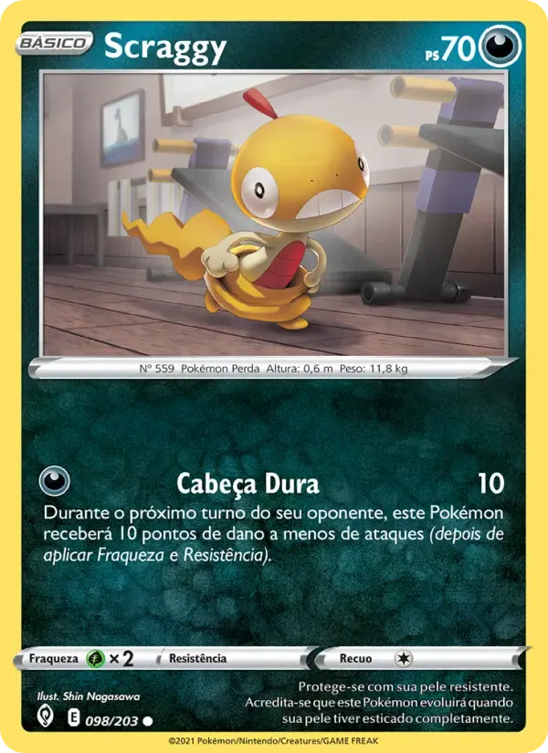 Scraggy — Céus em Evolução 98 Portuguese Pokémon card
