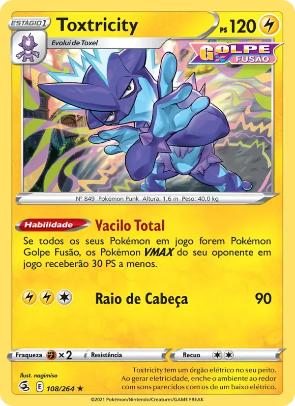 Toxtricity — Golpe Fusão 108 Portuguese Pokémon card
